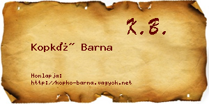Kopkó Barna névjegykártya