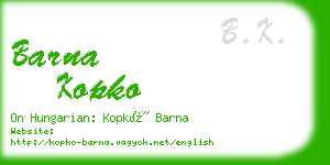 barna kopko business card